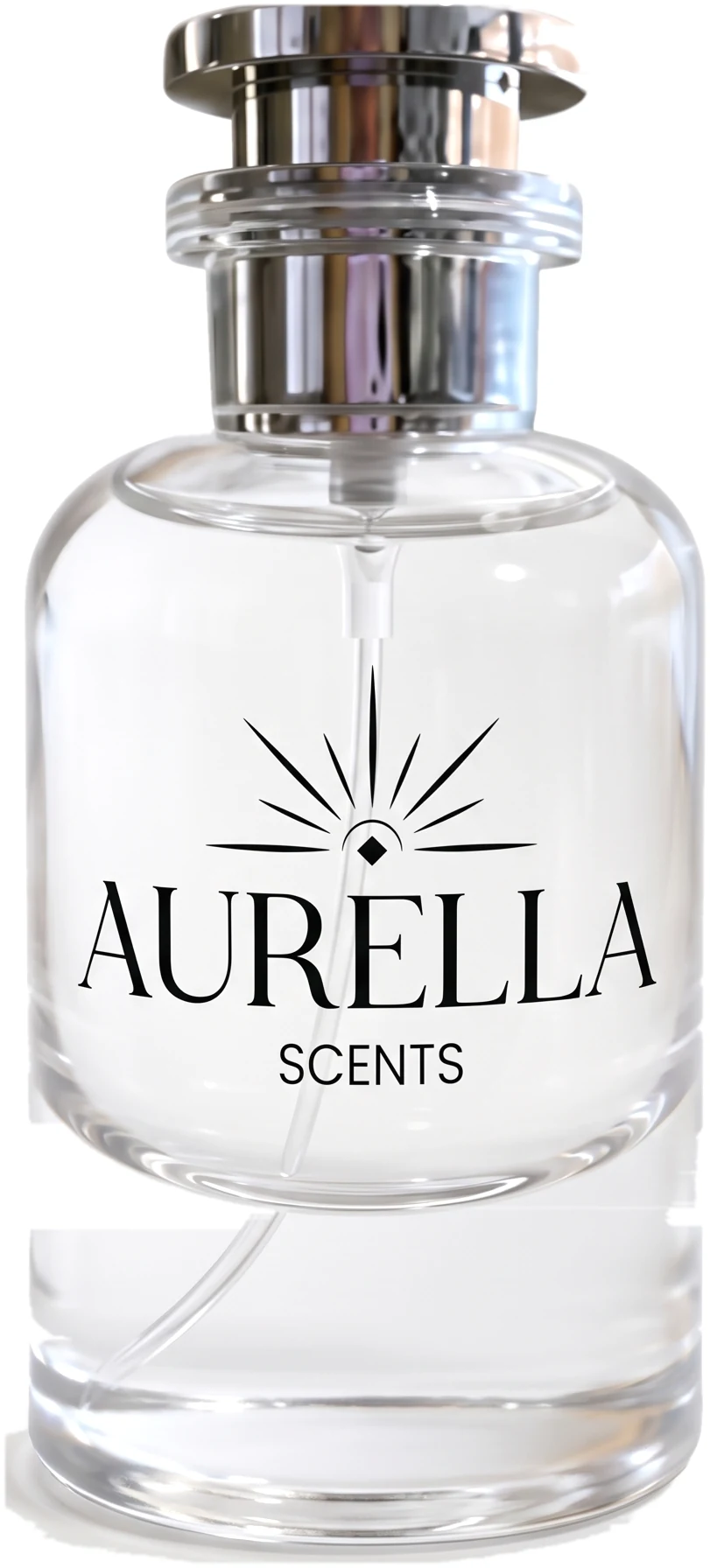 Frasco Aurella de 50 ml: vidrio redondo con tapa cromada
